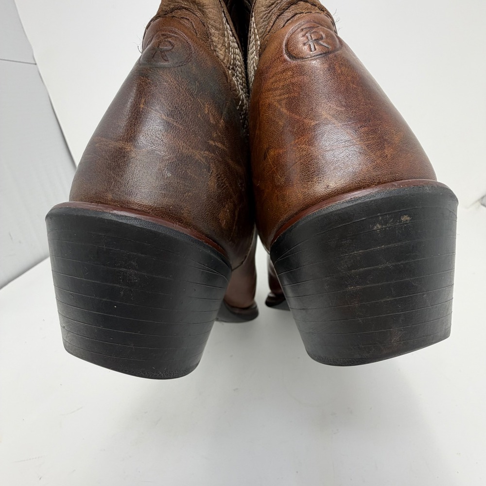 Tony Lama 3R Brown Leather Embroidered Square Toe Western Boots RR2016L Mens 10B - Picture 12 of 16